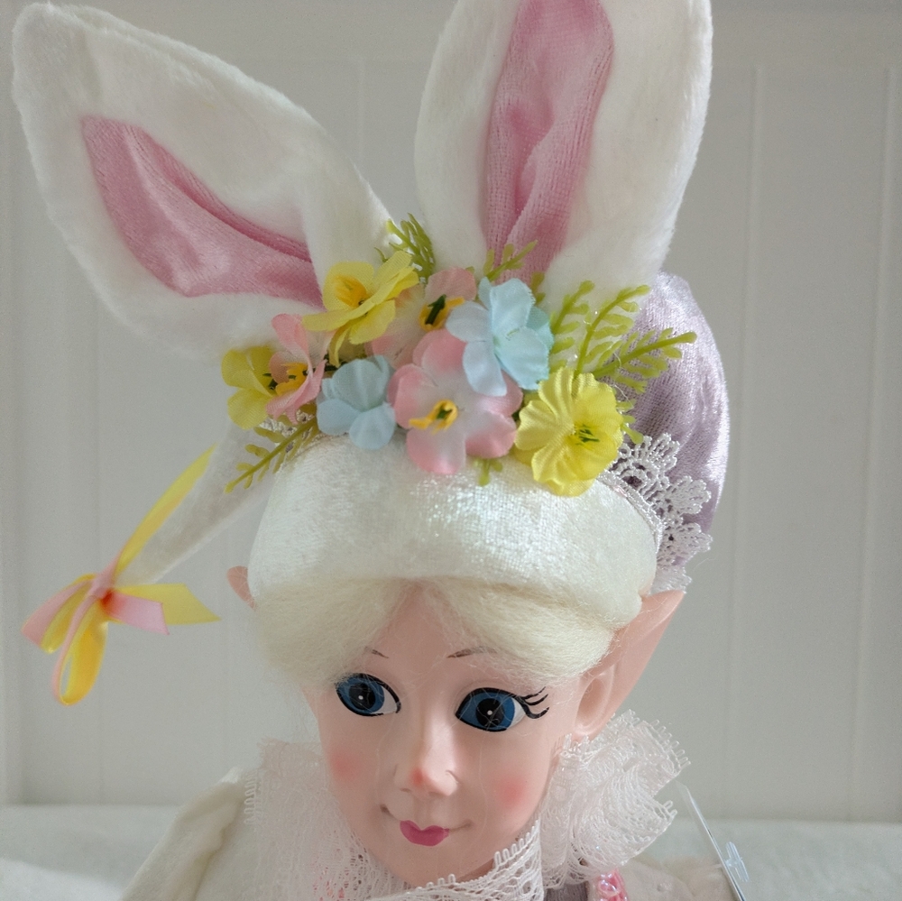 NWT Pastel Lavender Floral Poseable Easter Elf Doll - Picture 5 of 12